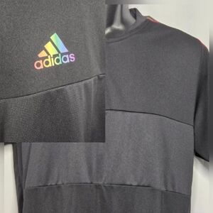 Adidas Tiro Pride Jersey Men's Medium Areoready Black Stretch Rainbow LBGTQ+ EUC